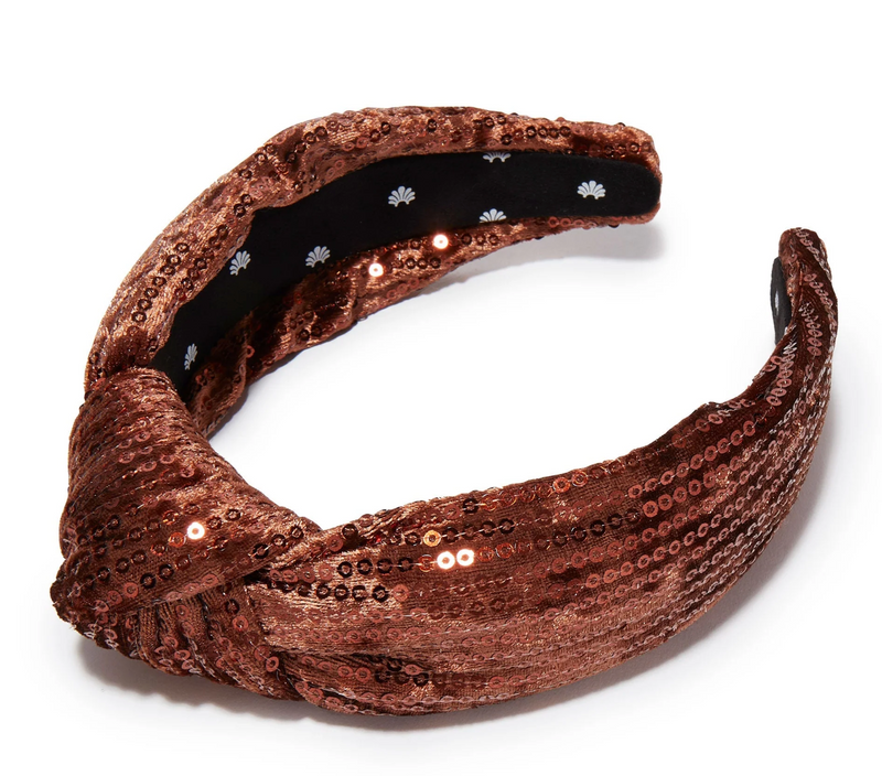 Chocolate Sequin Velvet Knotted Headband