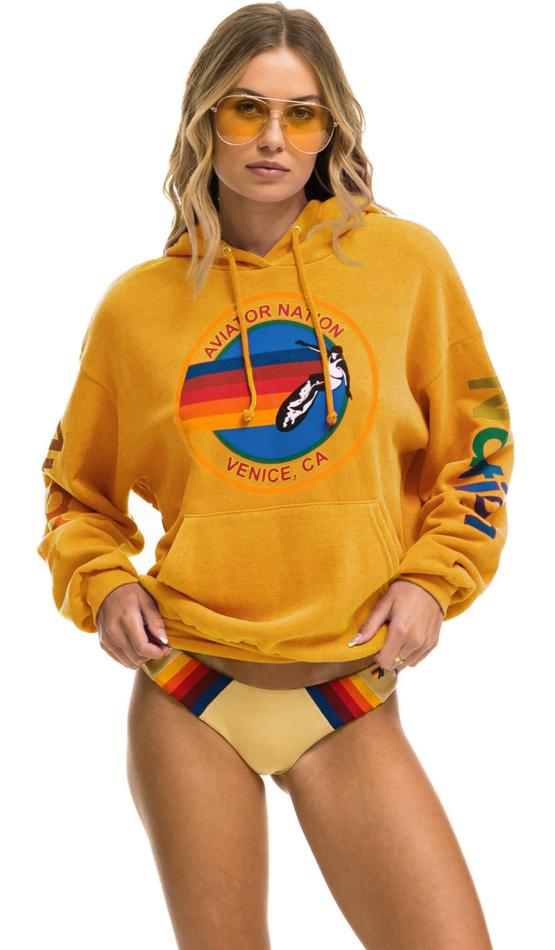 Aviator Nation Relaxed Pullover Hoodie Gold Chic Streets
