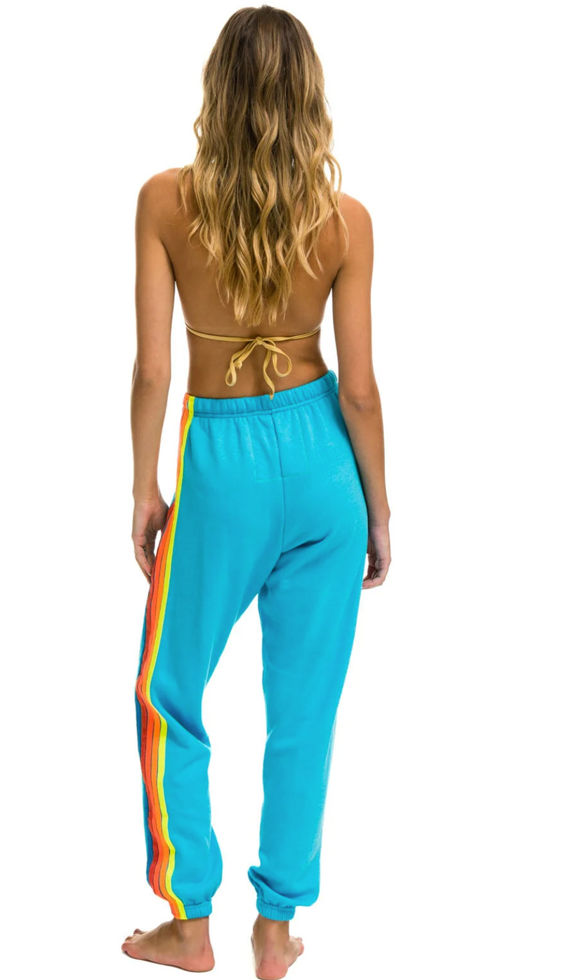 5 Stripe Sweatpants Neon Blue Neon Rainbow Chic Streets