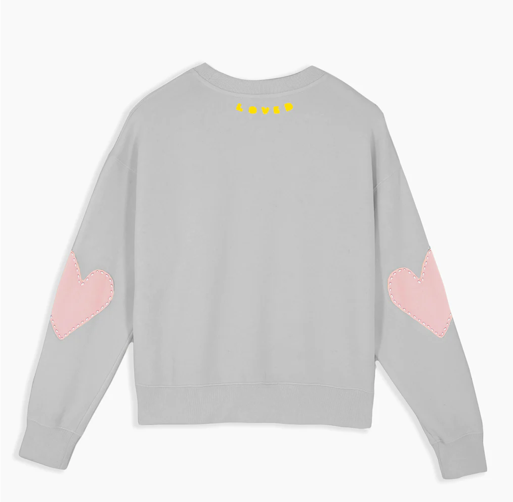 Patch Sweatshirt Heart On Elbow Sweater Jumper With Heart Elbow