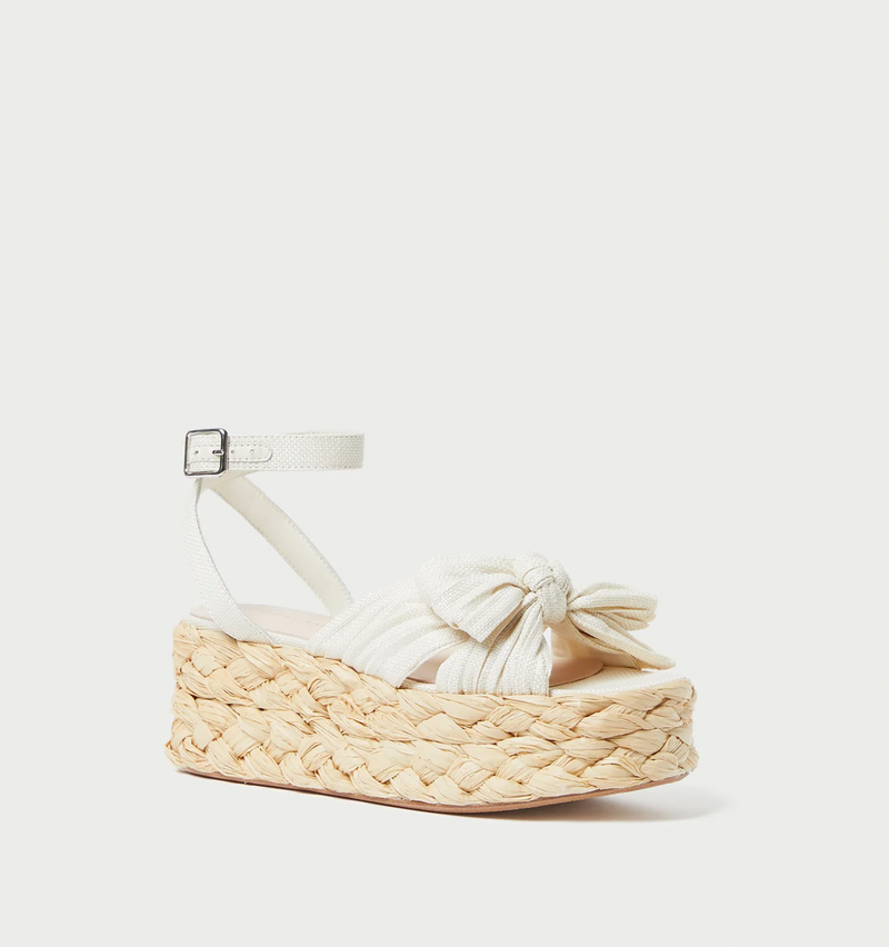 Gaby White Pleated Bow Espadrille