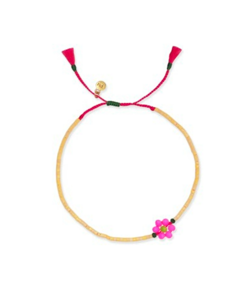 Handmade Beaded Flower Bracelet ~ Peach