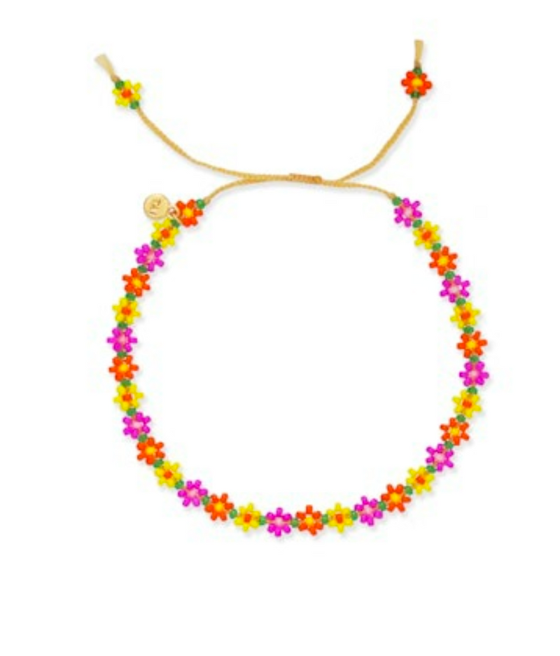 Handmade Beaded Bright Floral Garland Bracelet