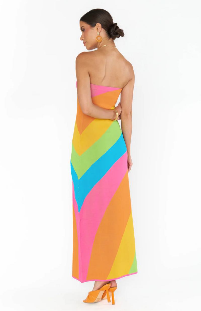 Island Nights Tube Dress ~ Salty Rainbow Stripe Knit