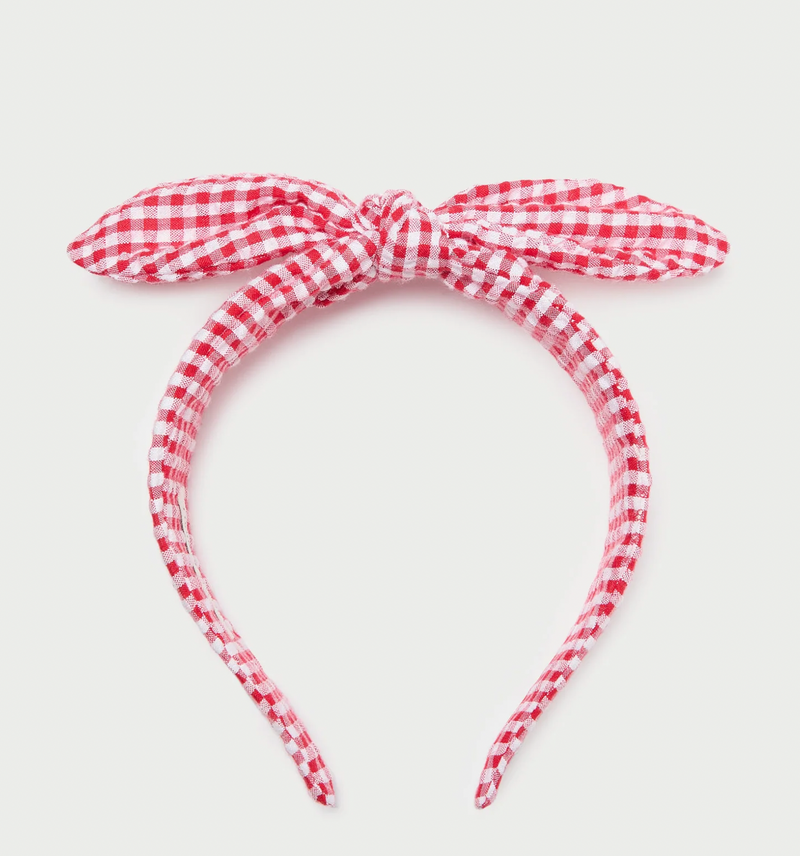 Meadow Red Gingham Knot Headband