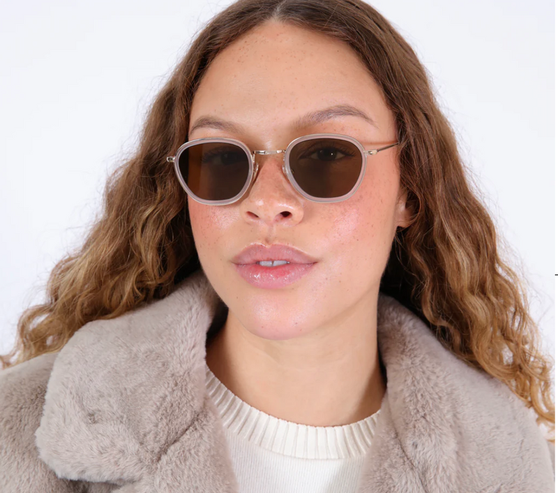 Prince Tate Sunglasses ~ Matte Clear/Brown/Gold