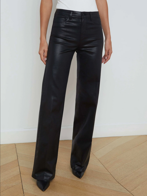 Clayton Coated Wide Leg Jean ~ Noir
