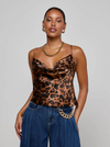 Calista Silk Camisole ~ Brown Multi Amur Leopard