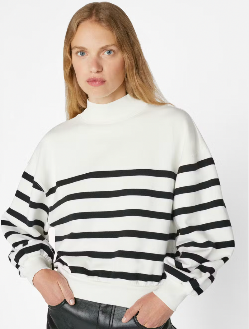 White mock neck sweatshirt sales