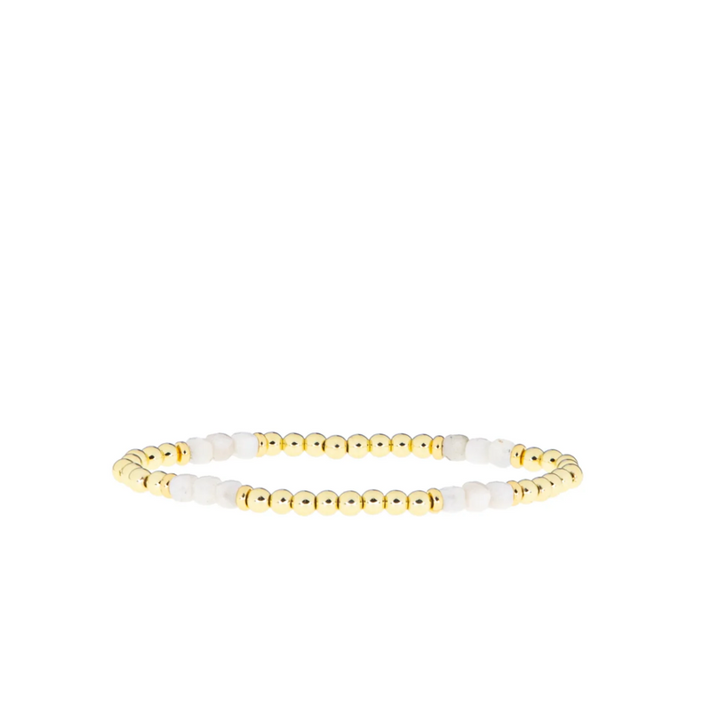 Beaded Bracelet ~ Gold/White