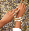 Heishi Stretch Bracelet ~ Gold/White