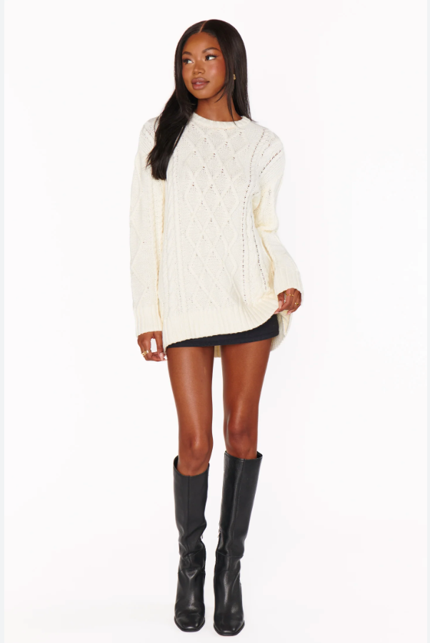 Day to Day Sweater ~ Cream Cable Knit