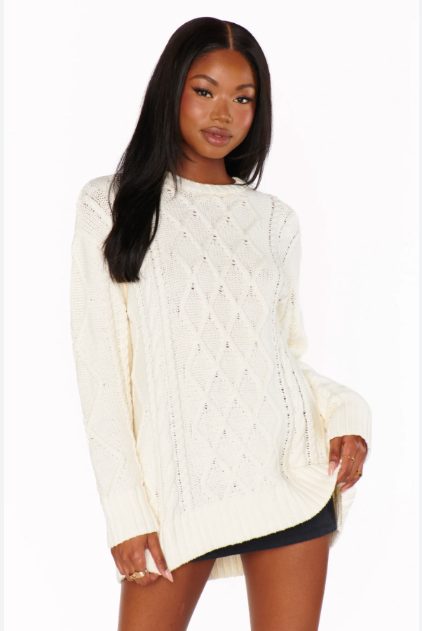 Day to Day Sweater ~ Cream Cable Knit