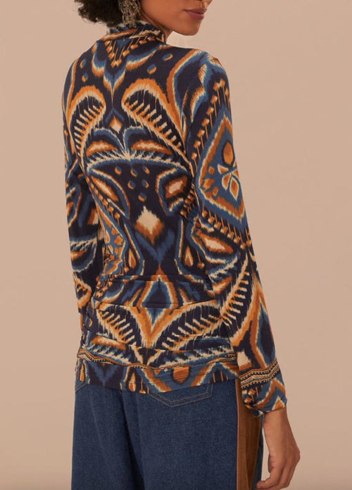 Pineapple Ikat Blue Jersey Blouse