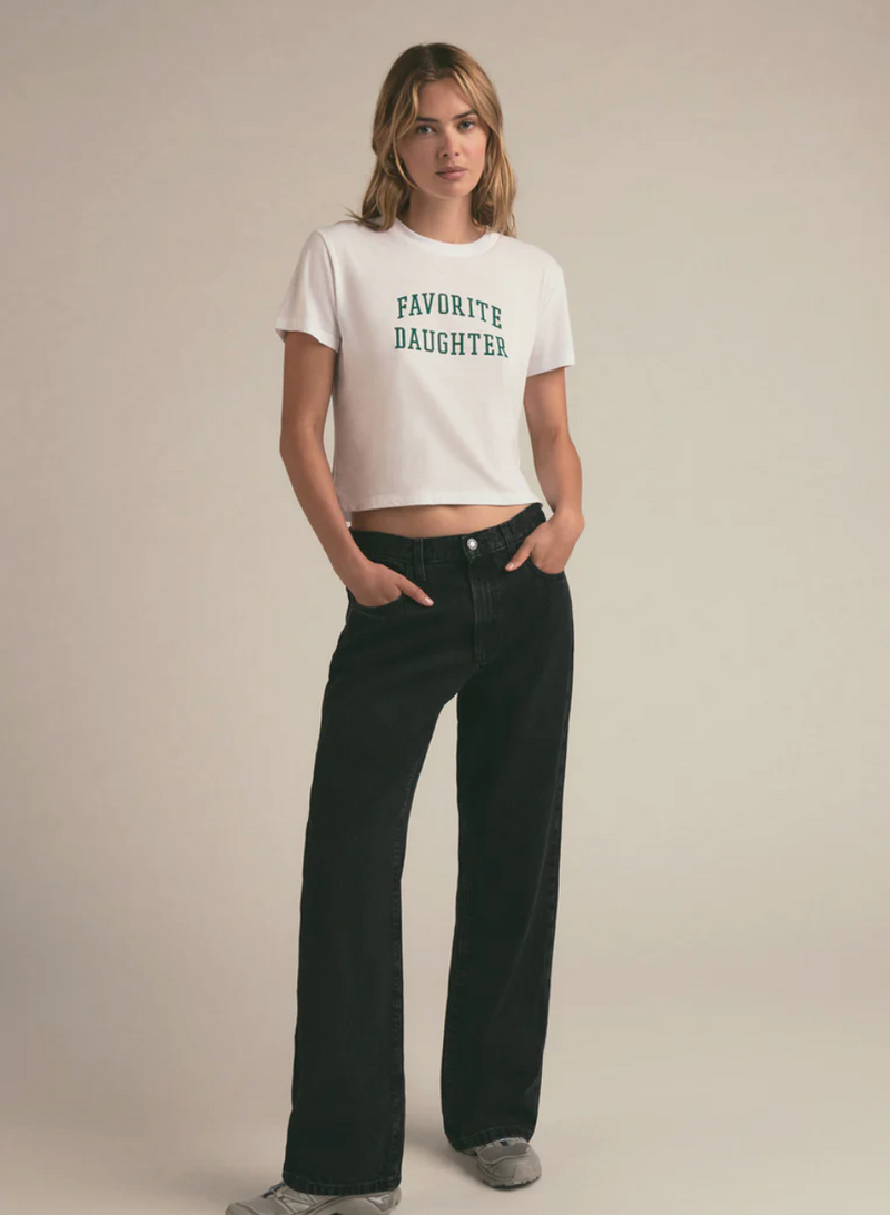 Cropped Collegiate Tee ~ White/Juniper