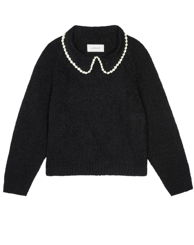 Crochet Collar Pullover ~ Black