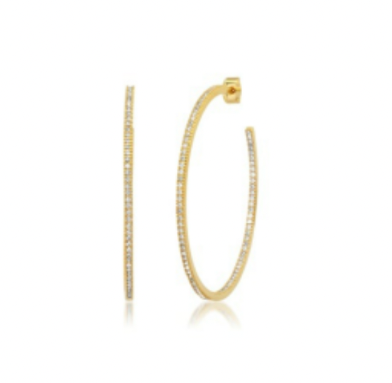 Large Pave Hoops ~ Gold