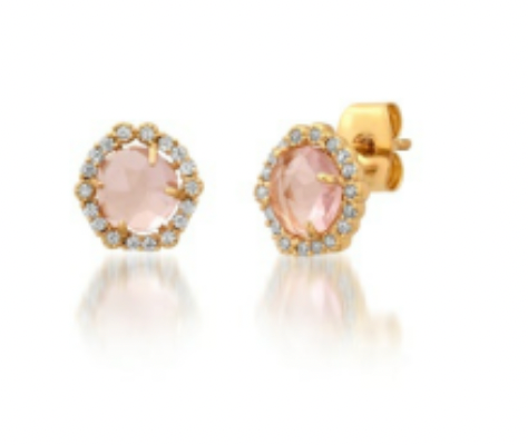 Bezel Set Glass Stud ~ Light Pink