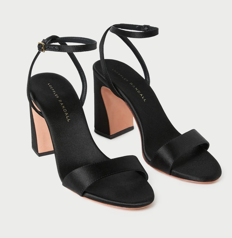 Malia Black Satin Heeled Sandal