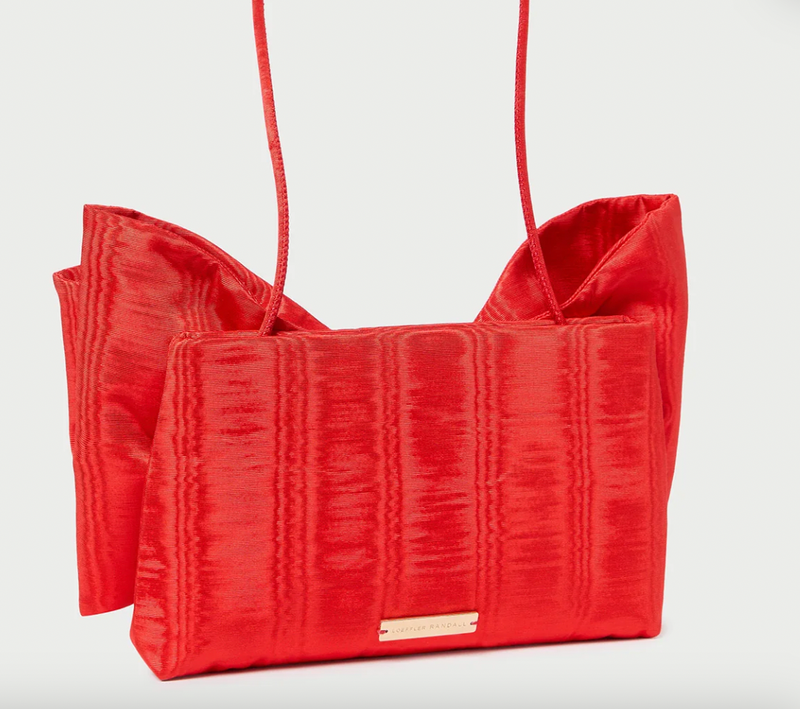 Valerie Moiré Bow Clutch ~ Red