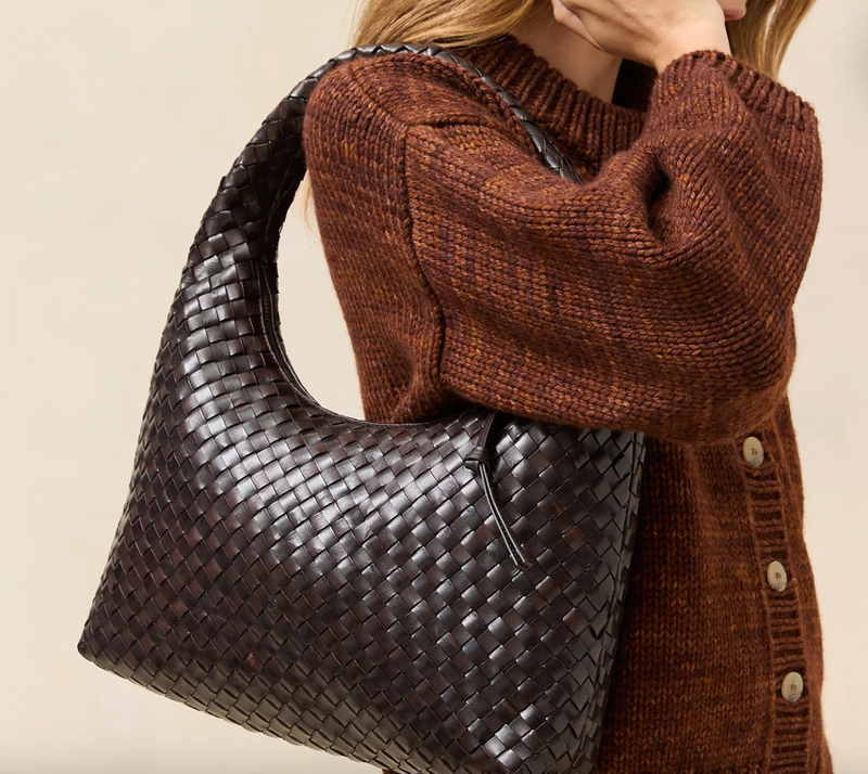 Willow Woven Leather Hobo ~  Chocolate