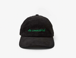 Baseball Hat ~  Black Corduroy w/ Green Embroidered Le Weekend