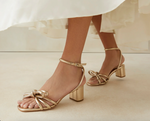 Mikel Bow Mid-Heel Sandal ~ Champagne