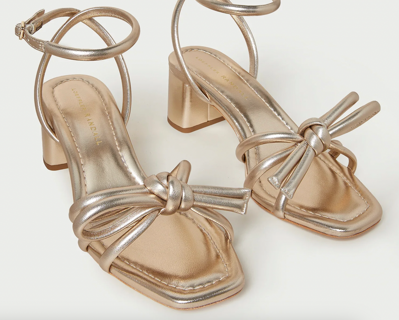 Mikel Bow Mid-Heel Sandal ~ Champagne