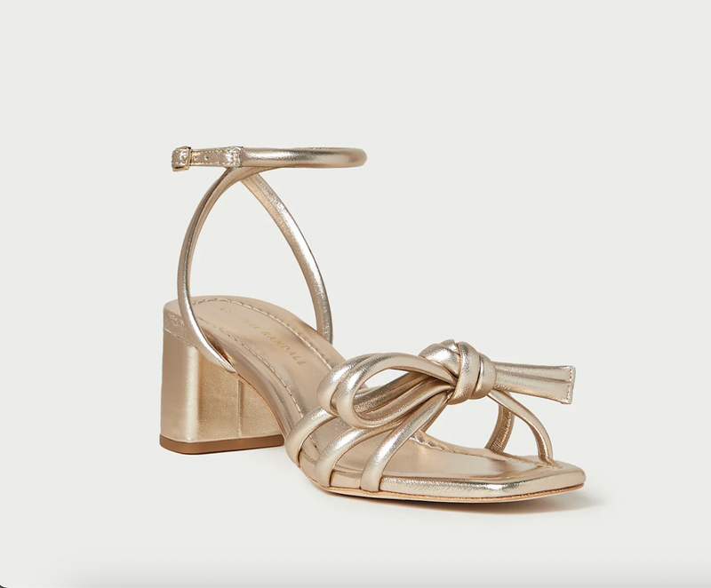 Mikel Bow Mid-Heel Sandal ~ Champagne