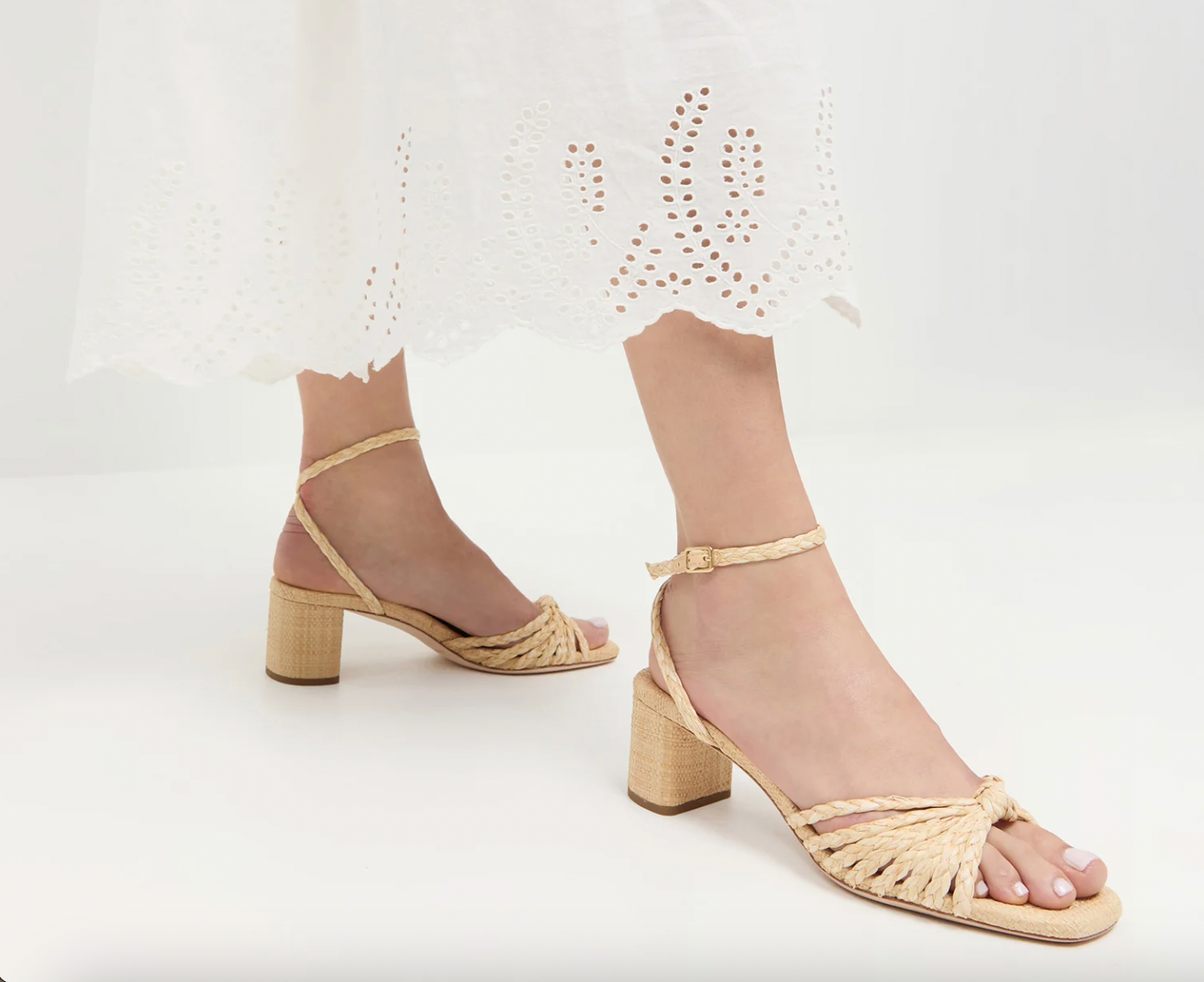 Riya Natural Knot Mid-Heel Sandal
