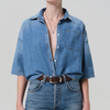 Frances Cropped Cape Button Up ~ Skyland