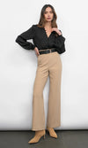 Silvie Wide Leg Knit Trousers ~ Sand