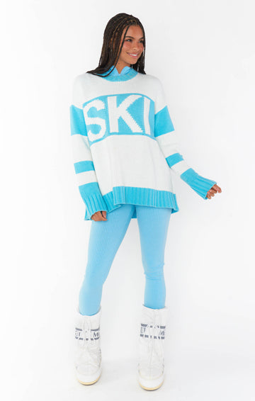 Ski in Sweater ~ Powder Blue