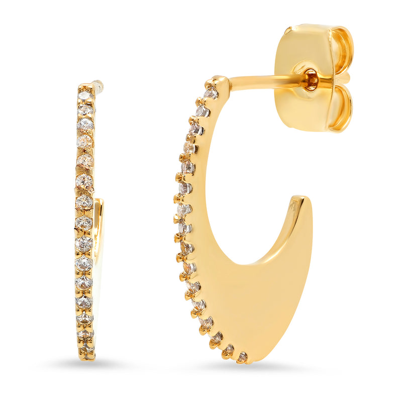 Gold Clear CZ Arc Earrings