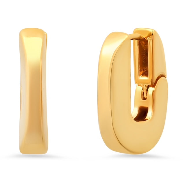 Medium Oblong Huggie Earrings ~ Gold