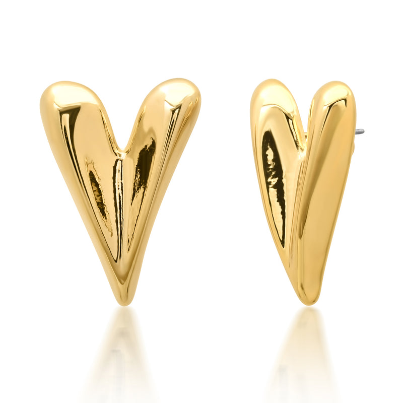 Abstract Heart Stud ~ Gold