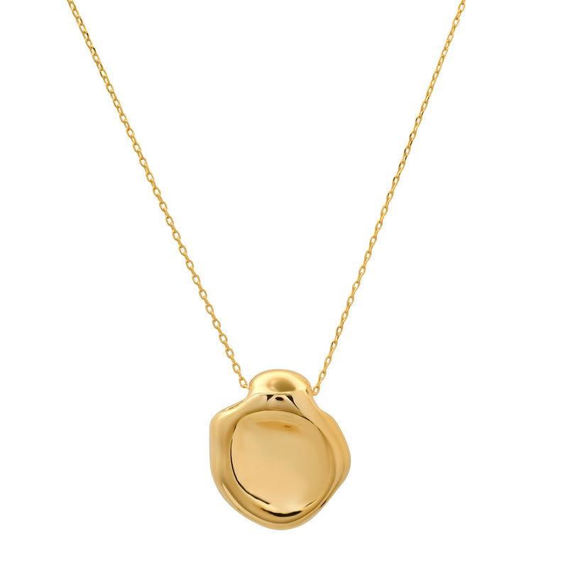 Gold Puffy Disc Necklace