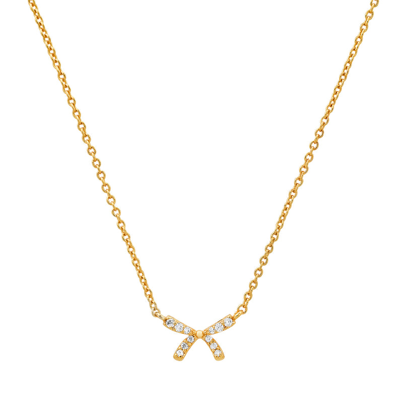 Pave CZ Delicate Bow Necklace