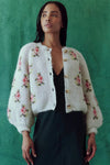 Carousel Cardigan ~ White W/ Rose