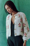 Carousel Cardigan ~ White W/ Rose