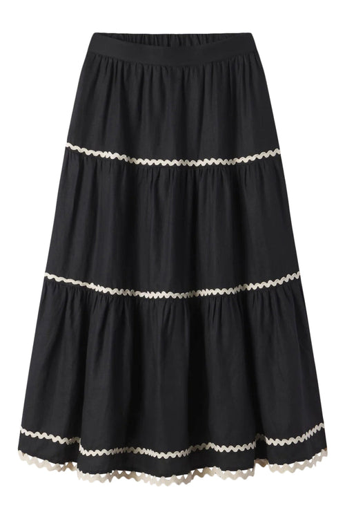 Makena "C" Skirt Black Linen