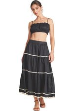 Makena "C" Skirt Black Linen