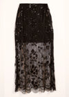 Aylin Sequin Lace Midi Skirt ~ Black