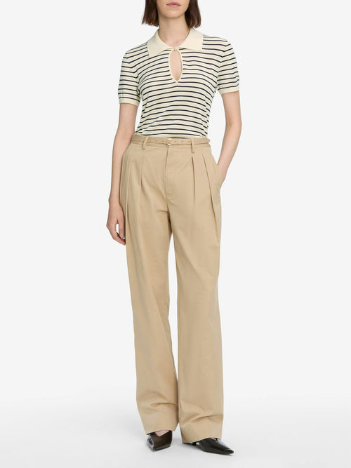 Keyhole Polo ~ Cream Multi