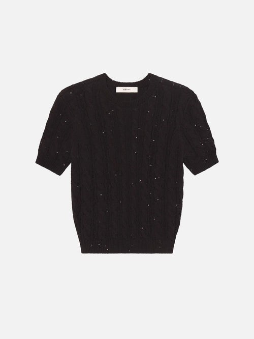The Sequin Gathered Sweater ~ Black