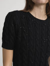 The Sequin Gathered Sweater ~ Black
