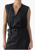 Tie Neck Satin Shell ~Black