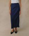 Side Slit Bias Maxi Skirt ~ Eclipse Blue
