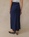 Side Slit Bias Maxi Skirt ~ Eclipse Blue