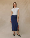 Side Slit Bias Maxi Skirt ~ Eclipse Blue